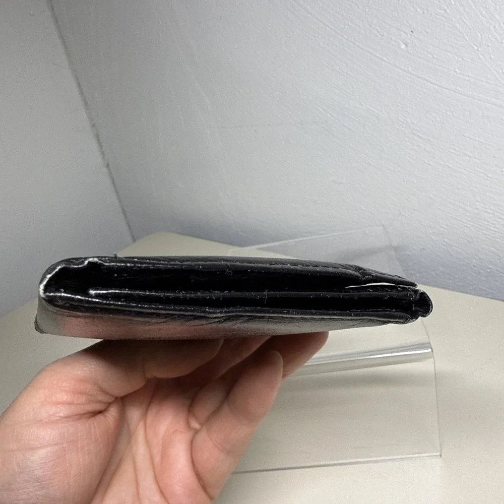 FS Mens Black  Leather Wallet Tree Folding